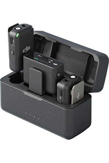 DJI Mic (2 TX + 1 RX Charging Case), Wireless Lavalier Microphone, 250m (820 ft.) Range, 15-Hour Bat