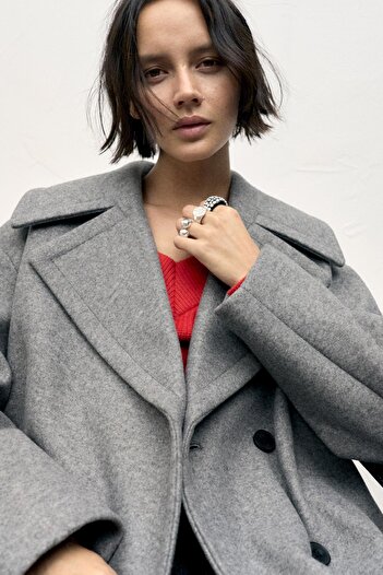 Pull & Bear Long soft felt texture coat
