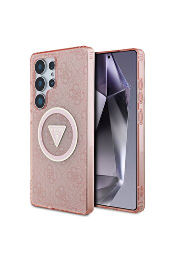 Guess Case for Samsung Galaxy S25 Ultra IML Glitter Circle MagSafe - Pink