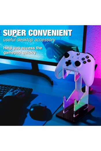 NiHome Universal Two-Tier Acrylic Gaming Headset and Controller Stand in Rainbow Colors for PlayStation 5,