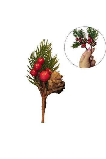 roco paper Kokina New Year's Flower, Artificial Pine Cone Cherry Cluster, New Year's Ornament, 13 cm - 1 Piece