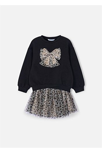 MAYORAL Girl's Tulle Skirt Sweatshirt Set Black 4936
