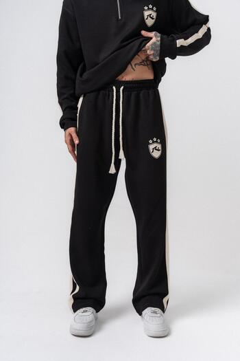 Respire Men's Stripe Detailed Modal Baggy Sweatpants Black