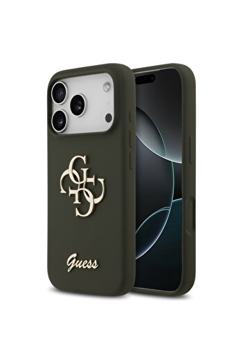 Guess Case for iPhone 17 Pro, Silicone Big 4G Script, Slim Protection, Khaki