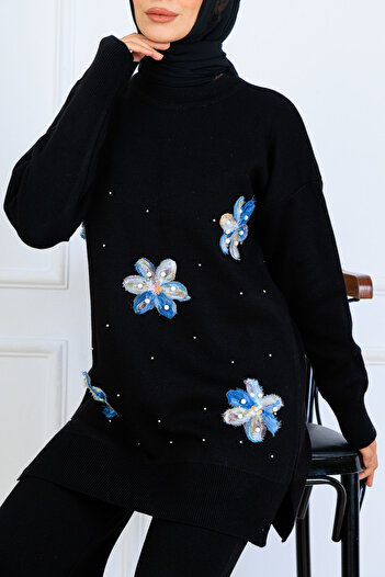 benguen Floral Knitwear Cardigan Set S1001 Black