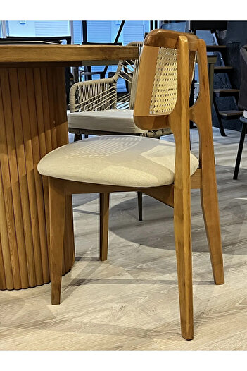 AZEL 2 Adet Hazeran Ahşap Sandalye Mutfak Cafe Salon