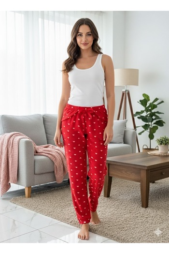 FAMES PİJAMA Women's Red Fleece Pajama Bottoms