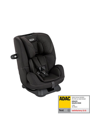 Graco SlimFit Midnight car seat, 40-145 cm, R129 certified and ADAC tested