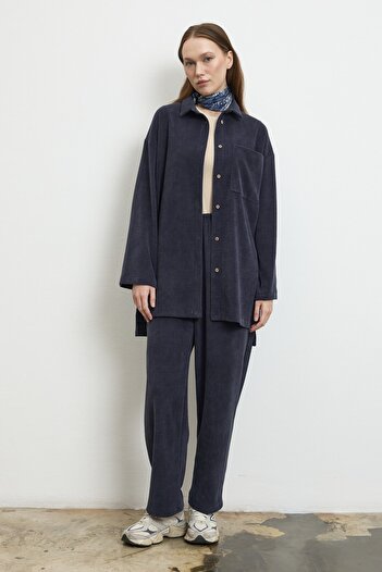 QANU Lilora Velvet Suit Navy Blue