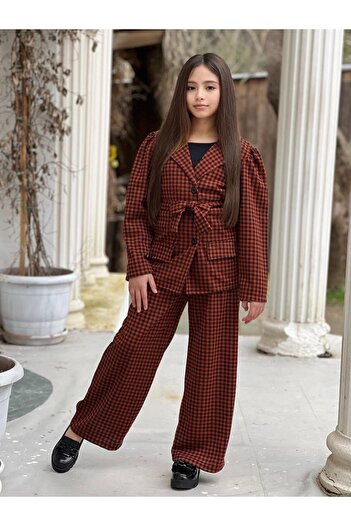 EFSACE Girl's Plaid Jacket Set