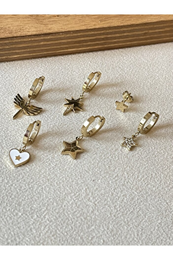 Rupen Kraft 316 L Surgical Steel Non-Tarnish Earring Set Daily Steel Earrings (6 Pieces)
