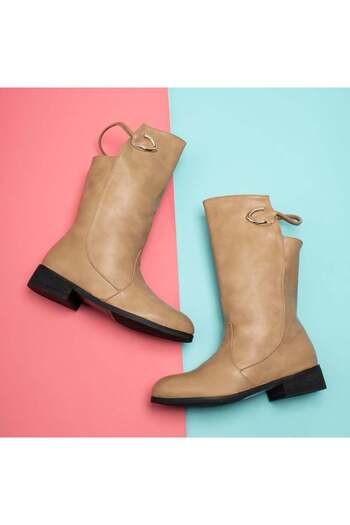 BMoD Women's khaki boots with a decorative accessory MOD12677