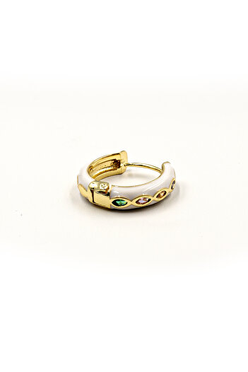 Sose Moda Colorful Stone Detailed Enamel Gold Earrings - Vibrant and Elegant Design