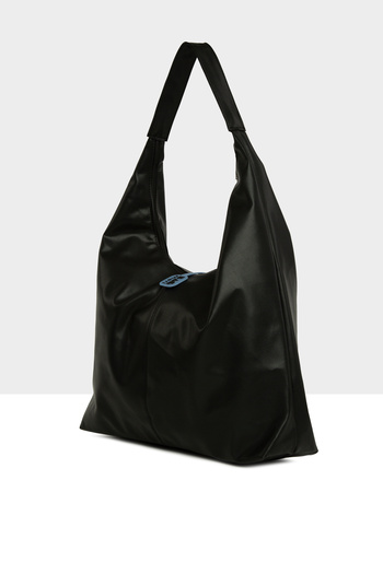 Bagmori Black Women's Soft Textured Oval Maxi Size Shoulder Bag M000008651