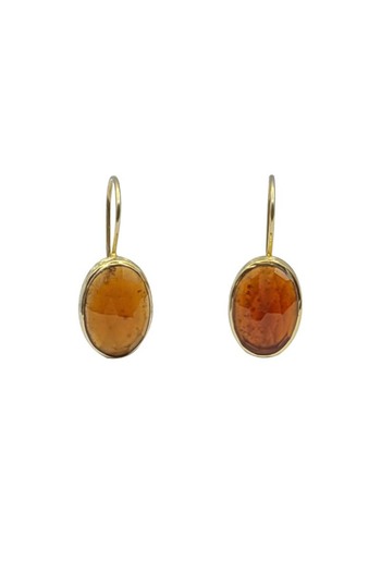 Eylül silver Gold-Plated Silver Leverback Earrings with Faceted Garnet