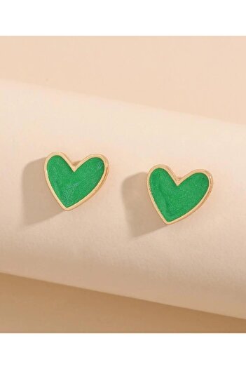 Inovius Minimalist heart earrings Green