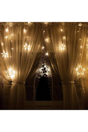 SERSIMO (DL) Curtain light installation with 92 LEDs, 2m, for indoor/outdoor, white lighting stars