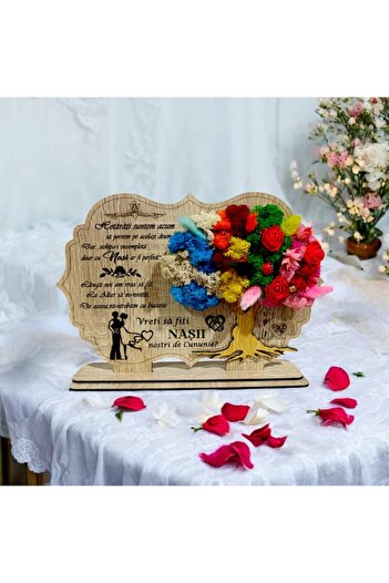 OEM Customized lichen tree frame with standard message for wedding, godparents, 'Will you be our wedding