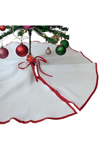 MODA NUR Christmas Tree Skirt, Pine Tree Foot Carpet Cover, White Plush 90 cm