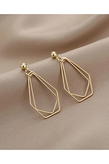 Inovius Geometric gold drop earrings