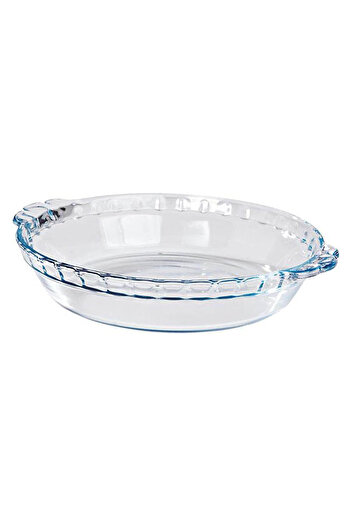 Marinex Medium Fluted Glass Pie Dish 1.3L – Durable Heat-Resistant Bakeware, Transparent