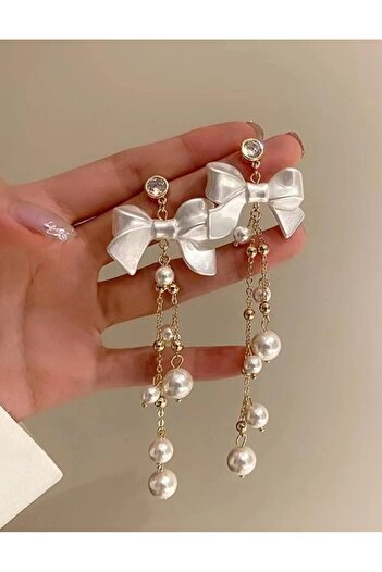 Inovius Long Earrings, Bow and Pearls - 921711