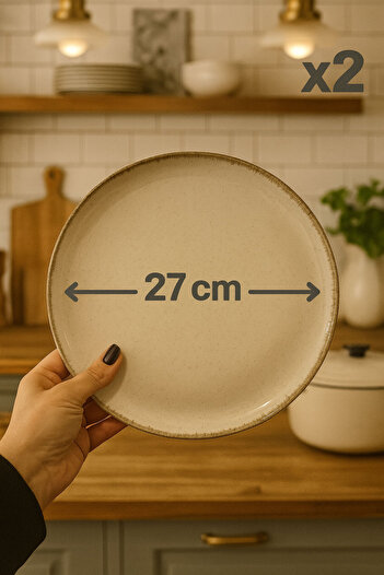 SİHİRLİ AYAKLAR 2 Pieces Modern Porcelain Serving Plate Stylish Tableware Presentation Cake Presentation Plate 27cm