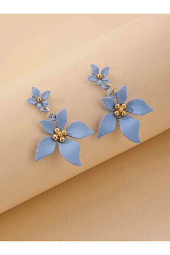 Inovius Nude Flower Shape Earrings, Blue - 106233