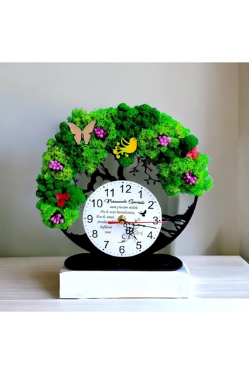 OEM Decorative clock with lichens "Tree of Life", personalized with a message for family, godparents, friends,