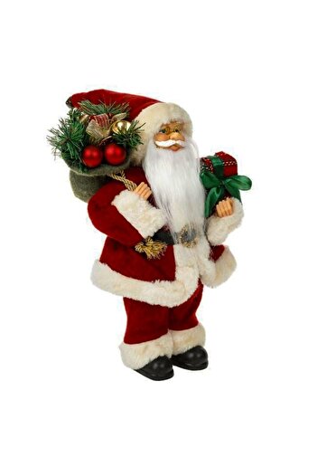 OEM Decorative Santa Claus Figurine with Red Checkered Gift Bag 30cm Ideal for Christmas at Your Home