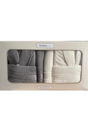 Özdilek Colourist Bathrobe Set Gray Cream Large Size