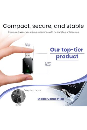 NO N4ME Wireless CarPlay Adapter for iPhone, Wired to Wireless Apple CarPlay Adapter, Small Size with USB &