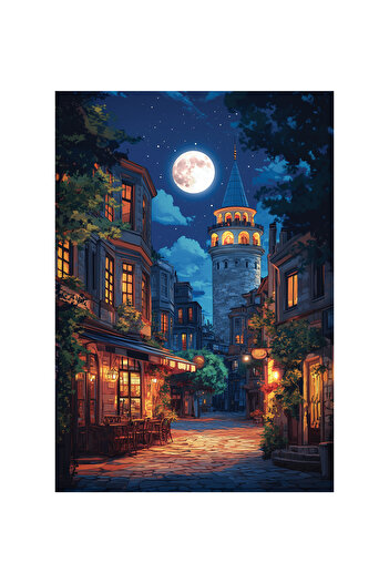 Anatolian Puzzle 500 Piece Jigsaw Puzzle - Galata at Full Moon 3643