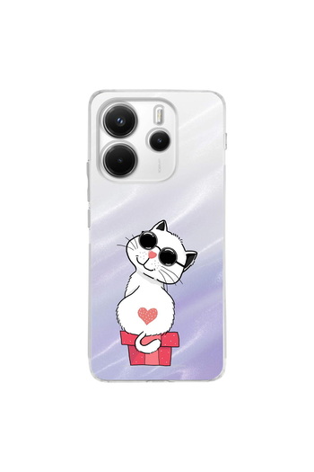 PrintiFy Coolcat Printed Design Camera Protected Transparent Case Compatible with Xiaomi Redmi Note 14 5g