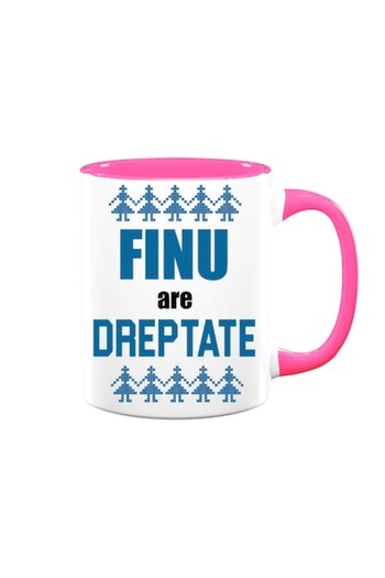OEM Personalized Mug with Message: 'Finu is Right', Betaprint, Traditional Motifs, White with Pink Inter