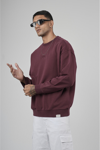 Butik Trend Biz Oversize Logo Detailed Crew Neck Men's Sweatshirt