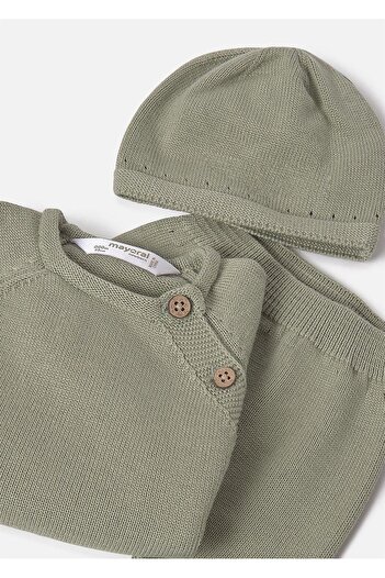 MAYORAL Baby 3-Piece Hat and Bottom Set Green 9981