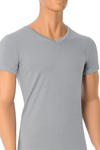 Öts Pack of 2 Men's Modal V-Neck T-shirt Gray