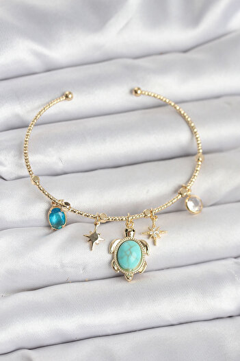 SeyCey.co Caretta Caretta Charmlı Gold Color Women's Bracelet