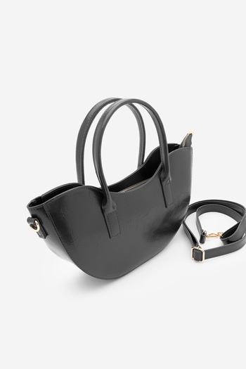 Marjin Women's Zipper Closure Hand and Shoulder Bag Foren Black
