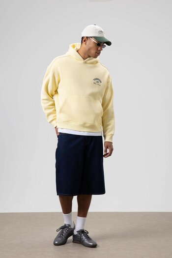 VAMOSCLO Oversize Washable Boxy Fit Hooded Sweatshirt Yellow