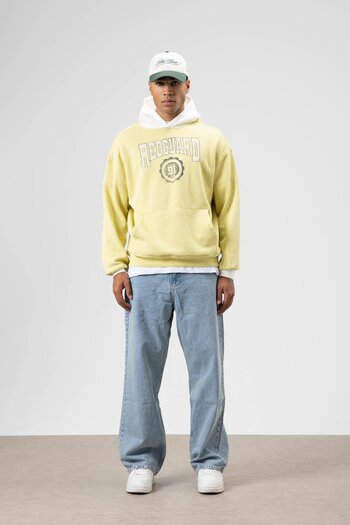 VAMOSCLO Oversize Printed Hooded Sweatshirt Yellow