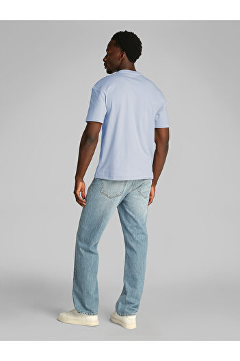 Calvin Klein Men Zen Blue Relaxed Cotton Interlock Crew Neck T-Shirt