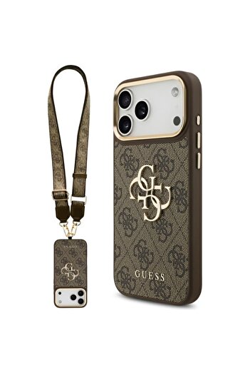 Guess Case for iPhone 17 Pro Max, Silicone 4G Big Metal Logo, Slim Protection, Brown