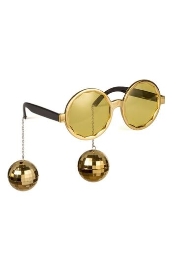 Mustran Disco Party Glasses with Bulk Earrings Gold Color