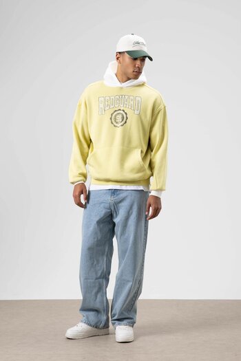 VAMOSCLO Oversize Printed Hooded Sweatshirt Yellow