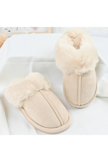 Tmall Women's Slippers, Made of Reversed -Leather, Fleece Lined, PD1070, Beige