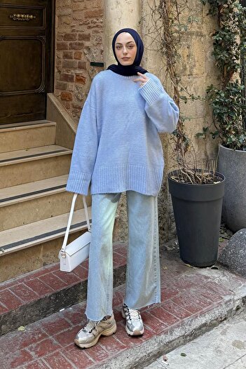 lamelif Wide Sleeve Sweater Baby Blue