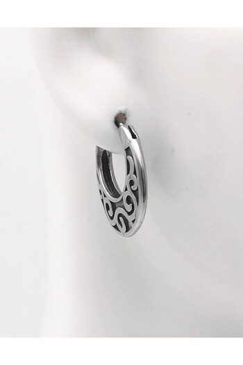 Viking Vintage Design Hoop Earring Unisex 316L Steel Stainless & Tarnish-Free Steel Earring Single Piece