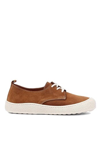 Celal Gültekin Women's Tan Lace-Up Thick-Soled Suede Leather Shoes